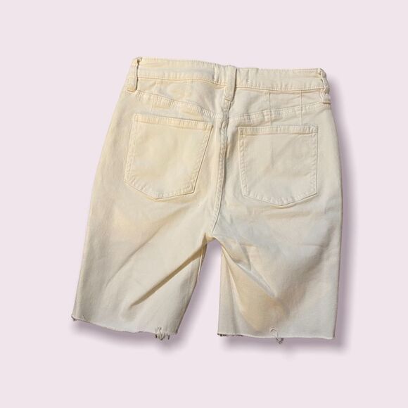 Free People | We The Free Cotton White Button Fly Raw Hem Bermuda Shorts | 26 - Picture 7 of 10